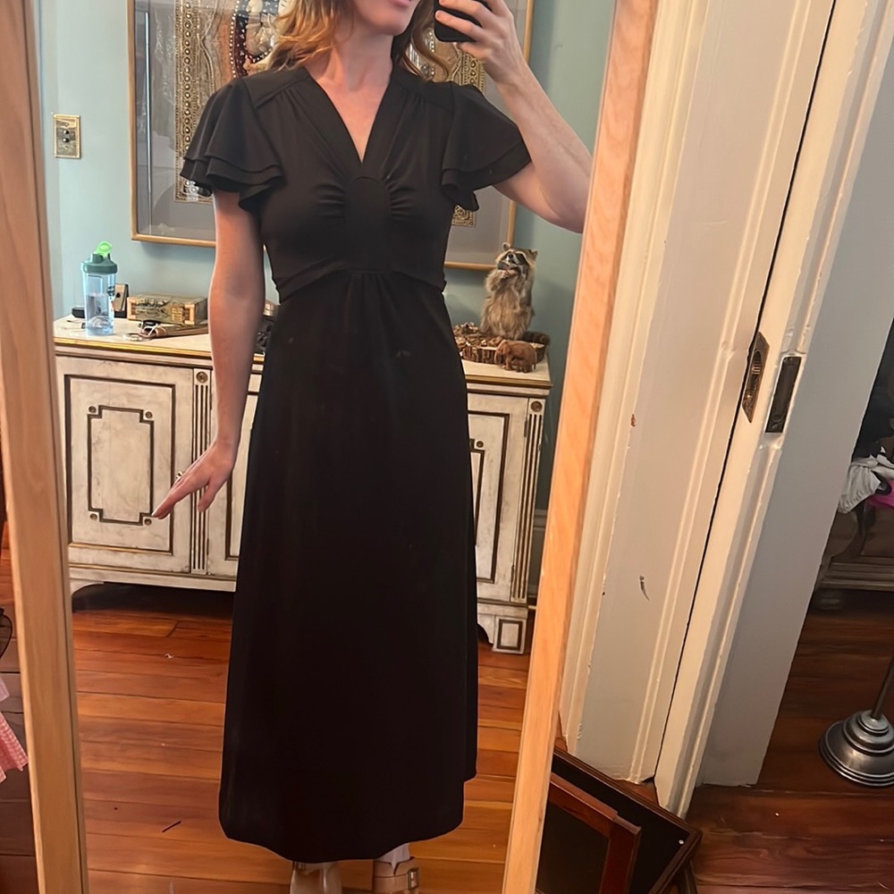 70s vintage sleek maxi dress
